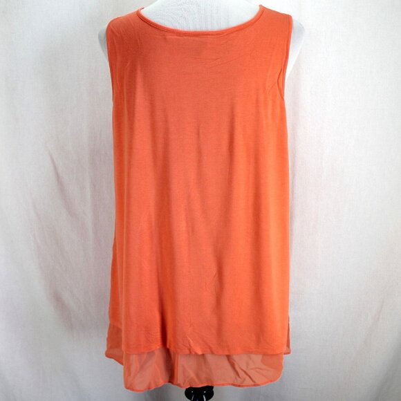 Linea Louis Dell Olio Mixed Media Swing Tank Top Womens Sz L Orange Chiffon Trim - Picture 5 of 7